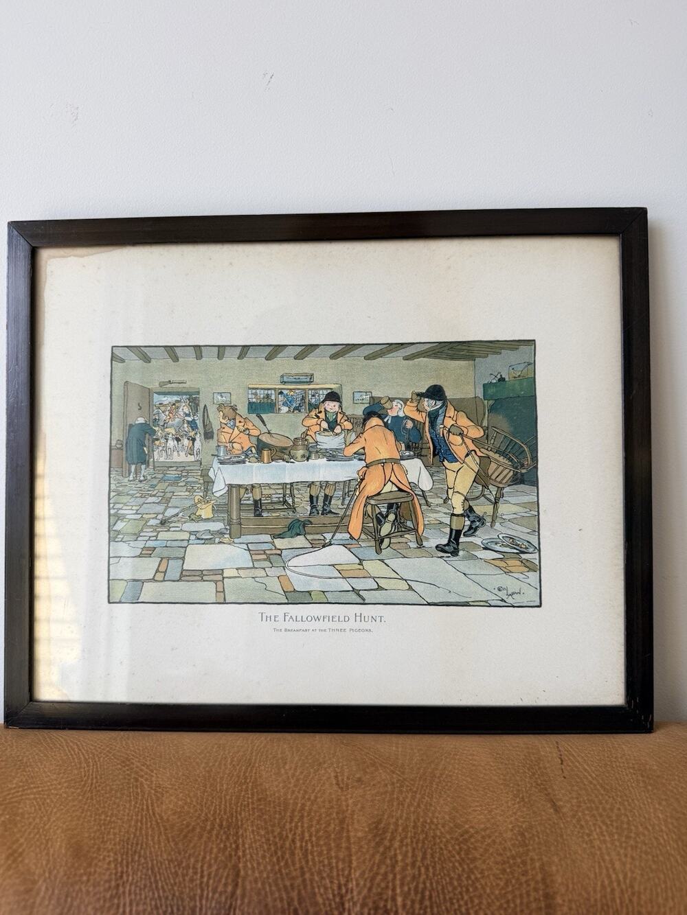 Cecil Aldin “Fallowfield Hunt” Breakfast Three Pigeons Antique Print Framed